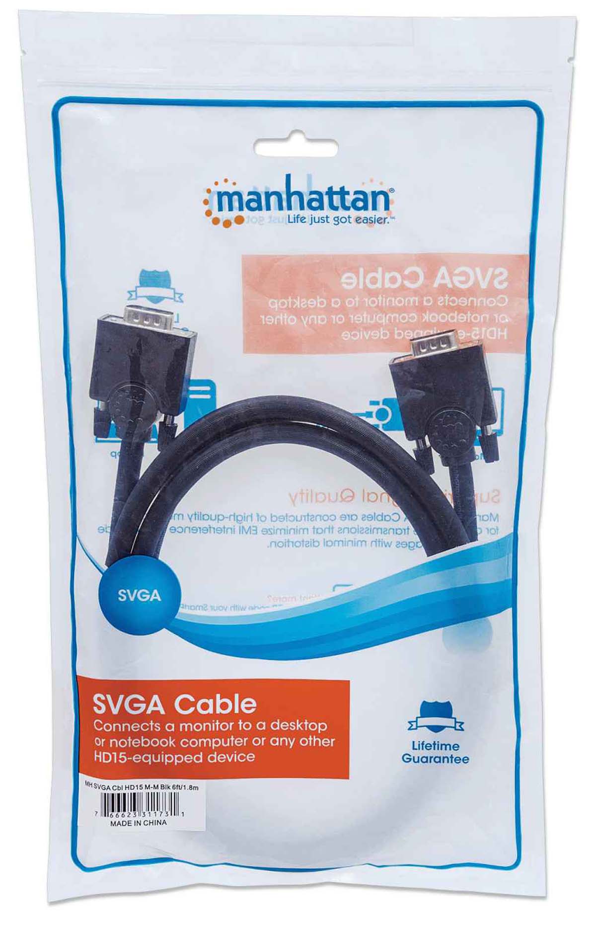 Cable VGA 1.8m M/M - 1.8 metros de longitud